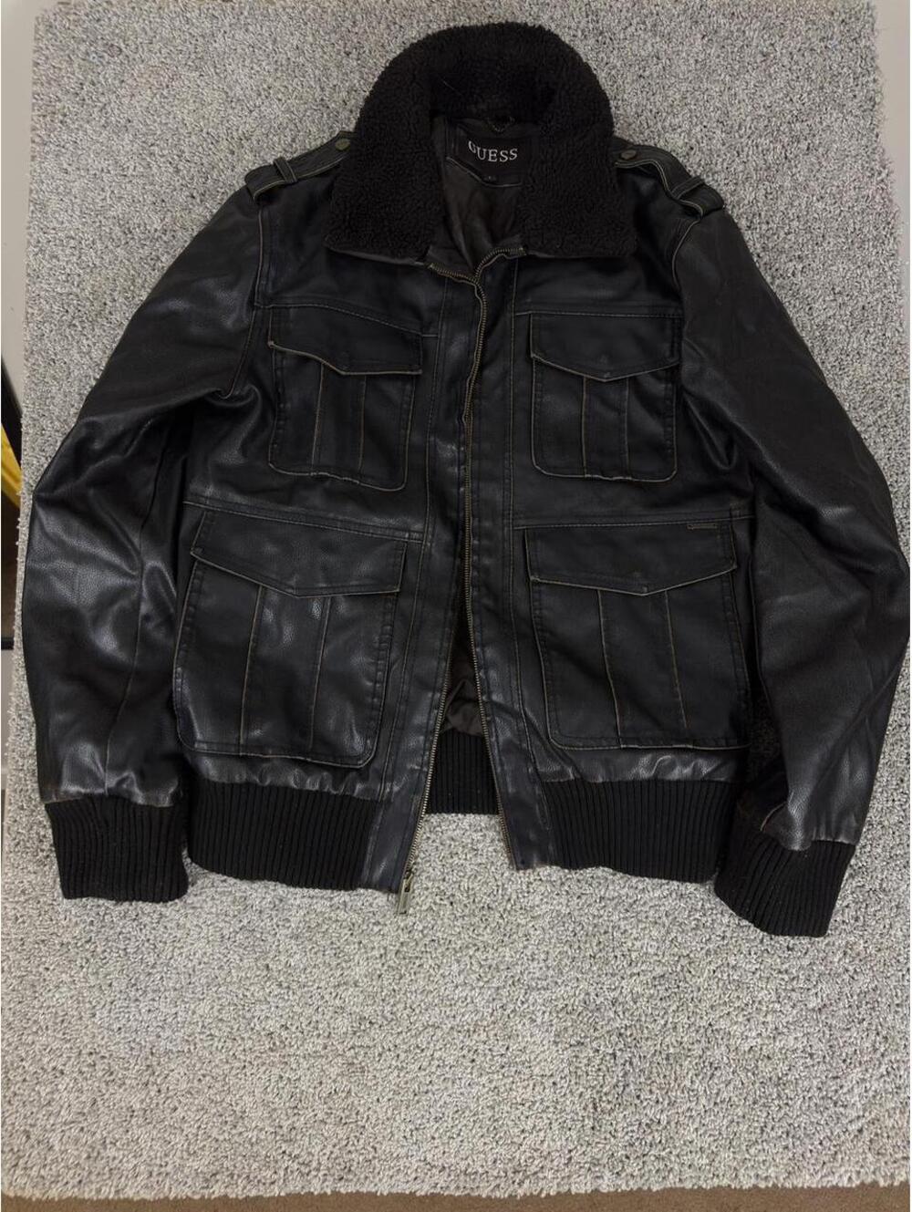Vintage Guess sherpa collar bomber jacket